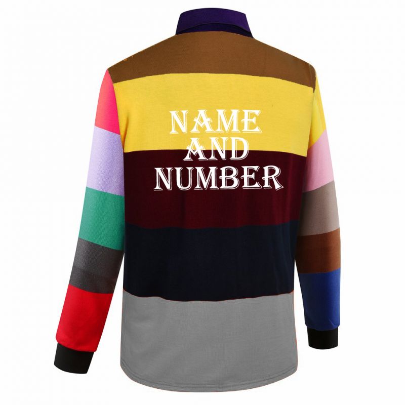 YARN DYE KNITTED RUGBY POLO-LONG SLEEVE-COLORS