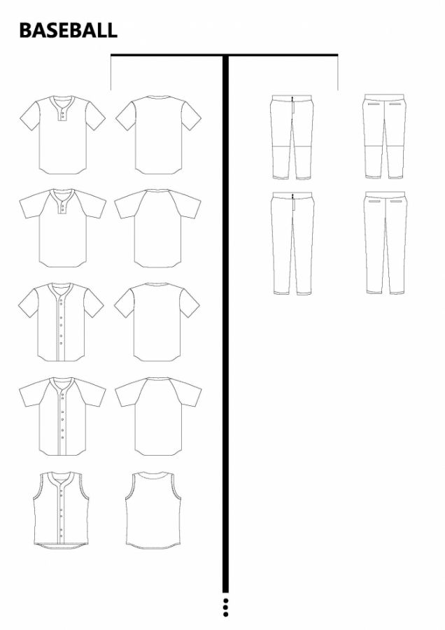 BASEBALL TEAM WEAR BLANK TEMPLATE PATTERN