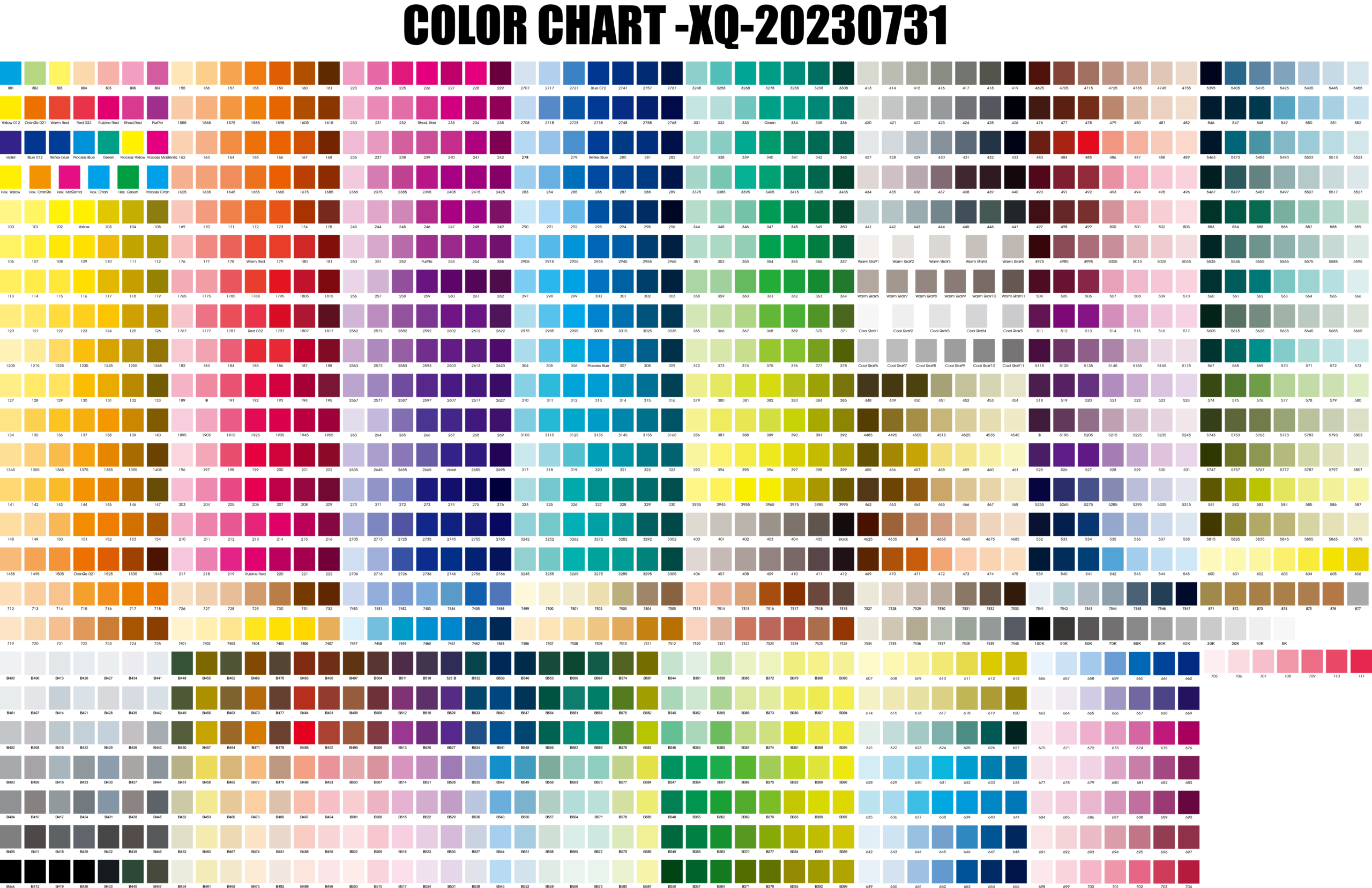 Customizable Pantone Coated Colour Chart