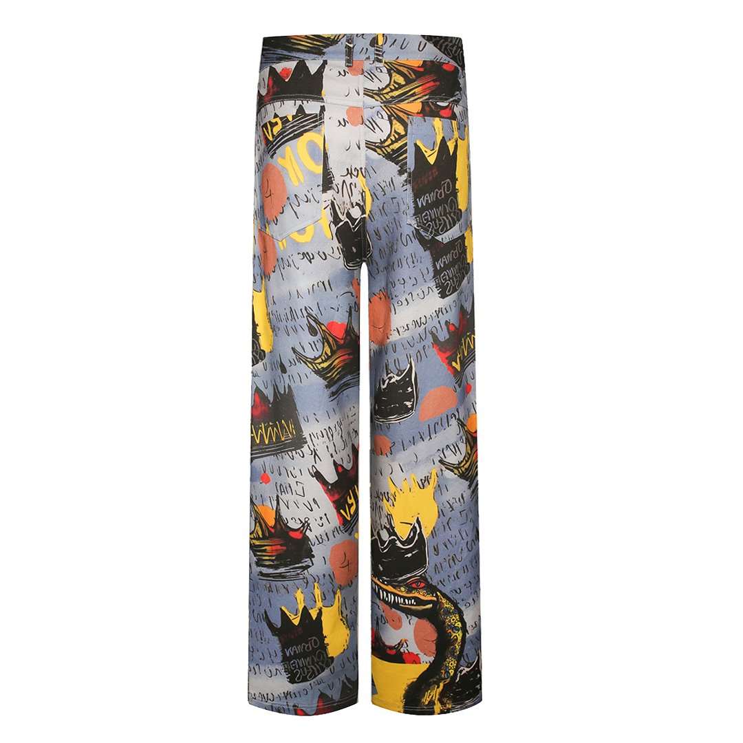 COTTON PRINTING DENIM PANTS-L09S2357