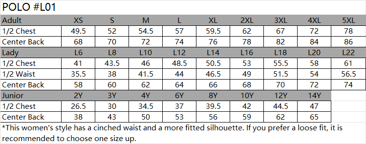 SIZE CHART APPAREL